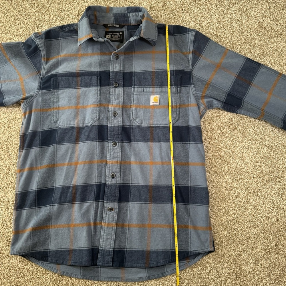 Carthart Size M Rugged Flex Blue Plaid L/S Lightweight Flannel Button Down Top - Picture 7 of 11
